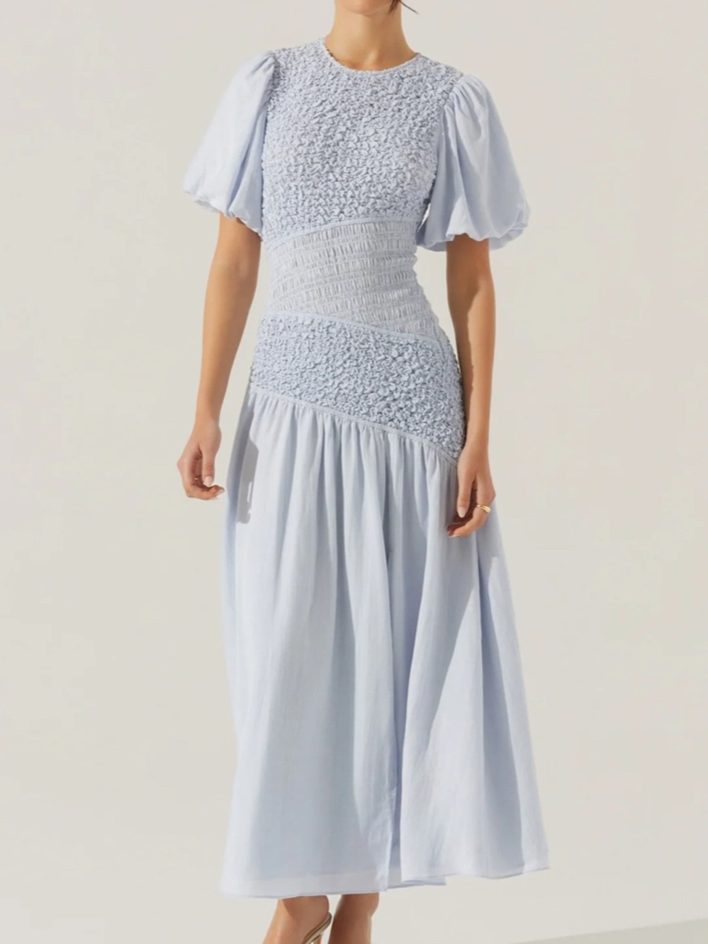Astr the label Theoni Smocked Asymmetric Dress
